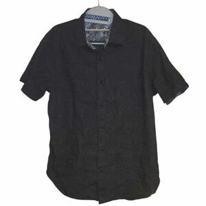 Robert Graham Button Down Shirt Paisley Black 100% Cotton Short Sleeve Sz M